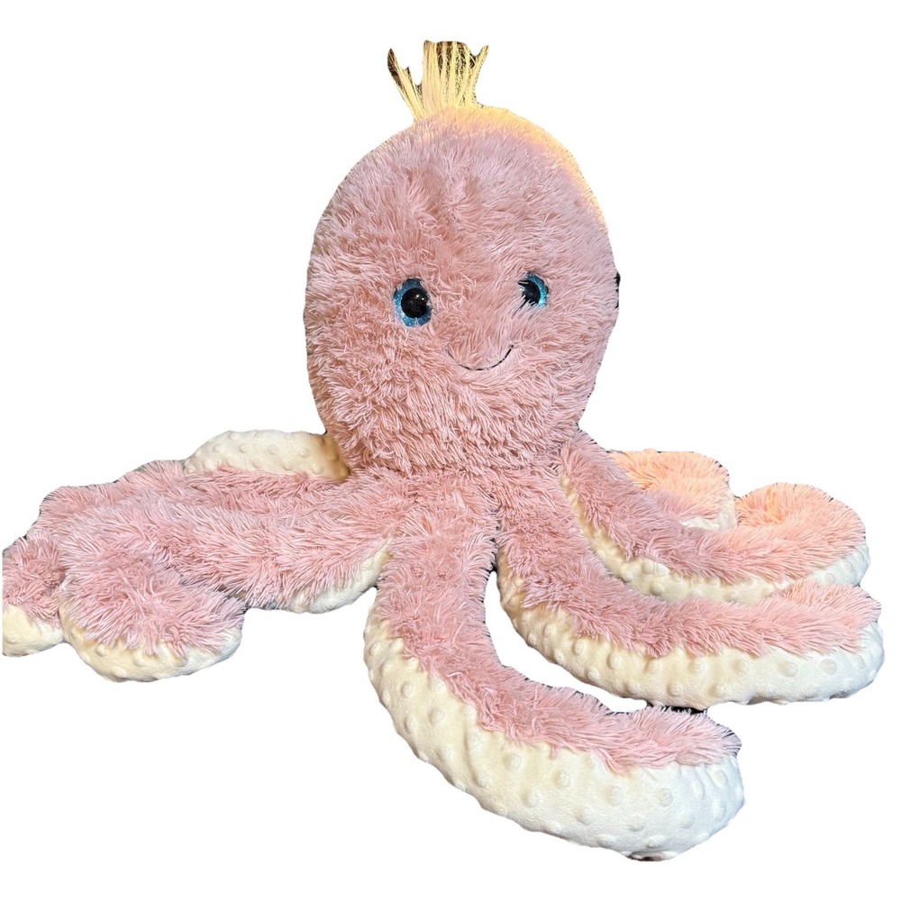 Jumbo Pink OCTOPUS Plush 36" XL Large Soft Stuffed Animal Plush Blue Eyes